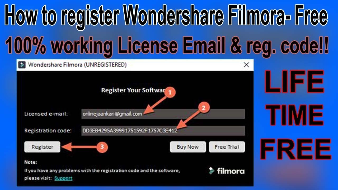 wondershare registration key and email